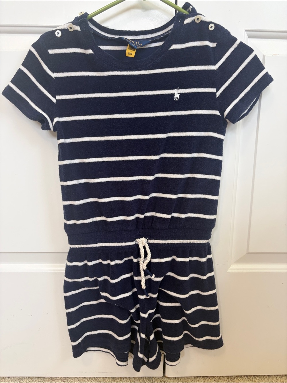 Polo by Ralph Lauren Navy & White Striped Girls' Romper